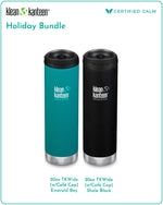 Klean Kanteen Bundle 20oz TKWide with Cafe Cap (Emerald Bay and Shale Black)